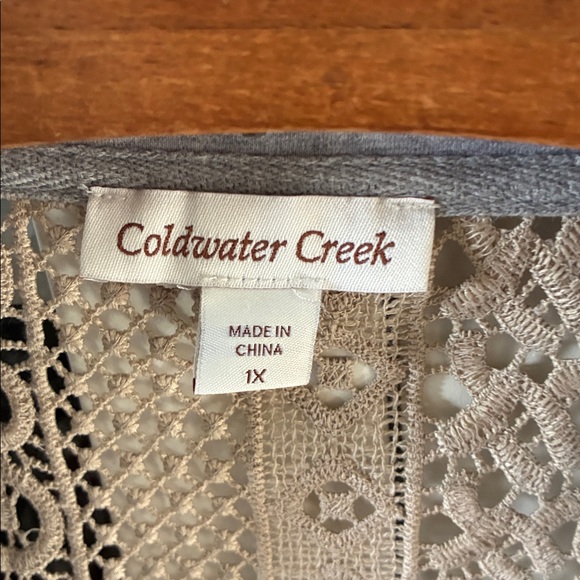 Coldwater Creek sz 1X Draped Open Front Cardigan euc lace boho casual - Picture 3 of 5